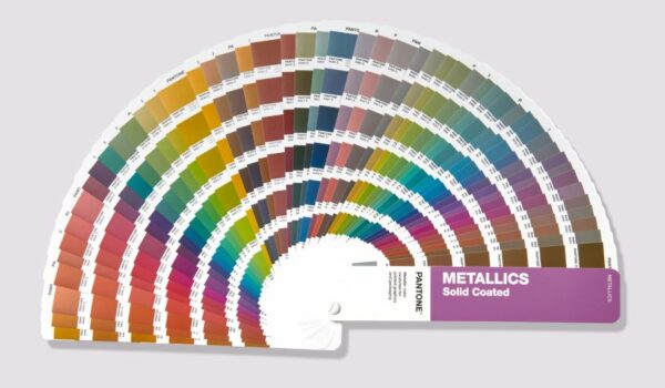 Pantone Metallics Coated PMS Guide fanned to show full range