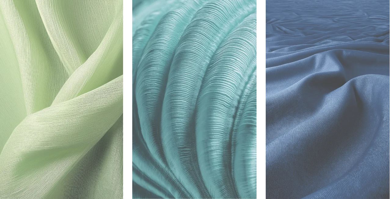 green and blue fabrics